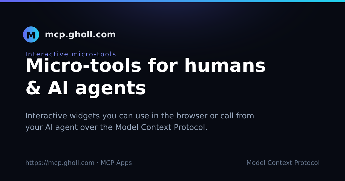 mcp-hub — interactive micro-tools for humans and AI agents